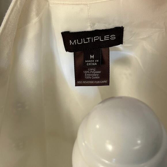 Multiples Women's Size M Off White Linen Roll Tab Sleeve Grommet Jacket #0318 - Picture 6 of 12